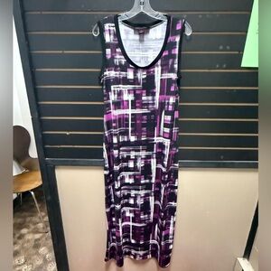 Hayley Matthews Sleeveless Plaid Sheath Dress Size M Black Purple